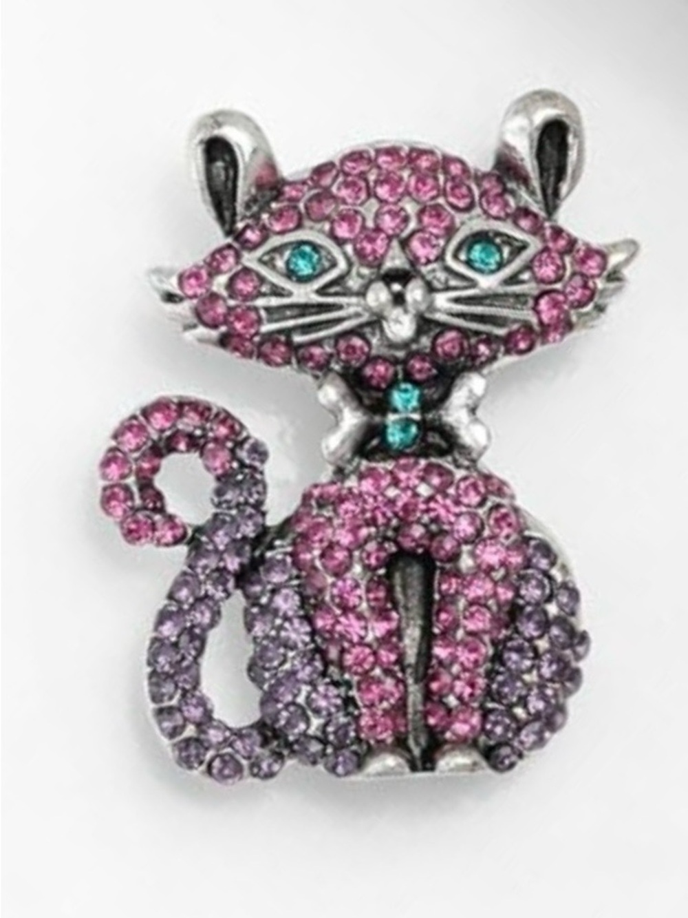 Pink & Purple Rhinestone Cat Brooch/Pin